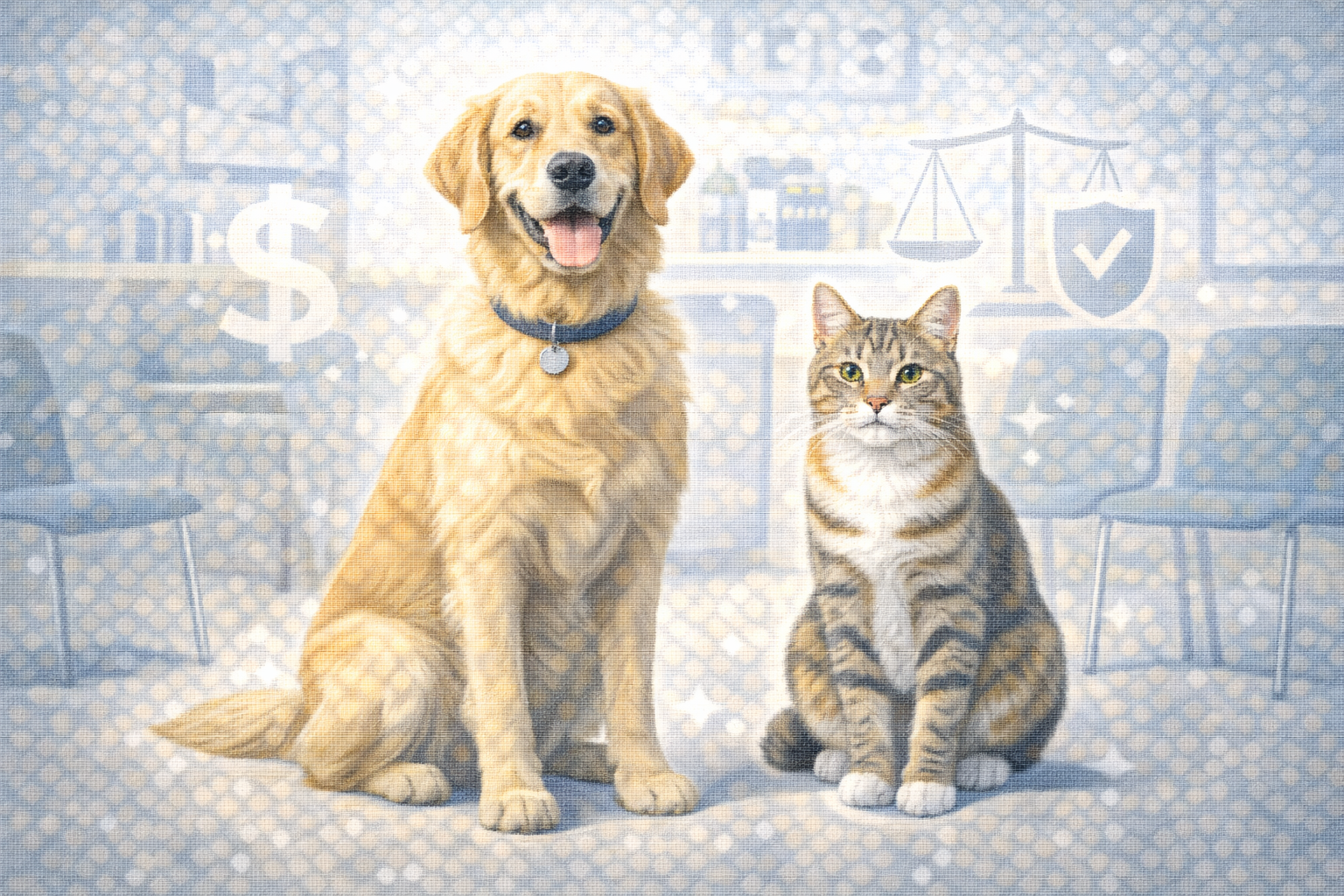 Illustration comparing average pet insurance costs for dogs and cats