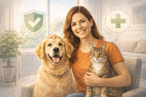Illustration showing the best pet insurance policy options for U.S. pet owners